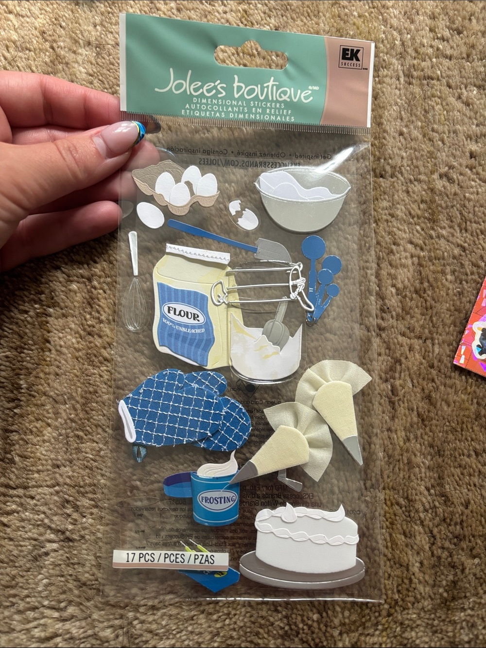 Baking Dimensional Stickers - Blue & Cream